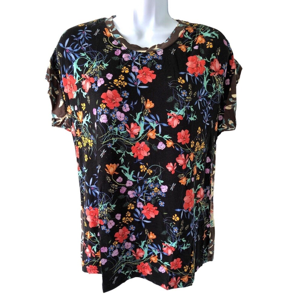 Nwot Johnny Was Kashim Relaxed Tee Cap Sleeve T-Shirt Floral Bamboo Crew Neck XS